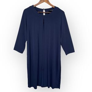 Everyday by Susan Graver‎ Regular Liquid Knit Tunic Top Women Size L Navy